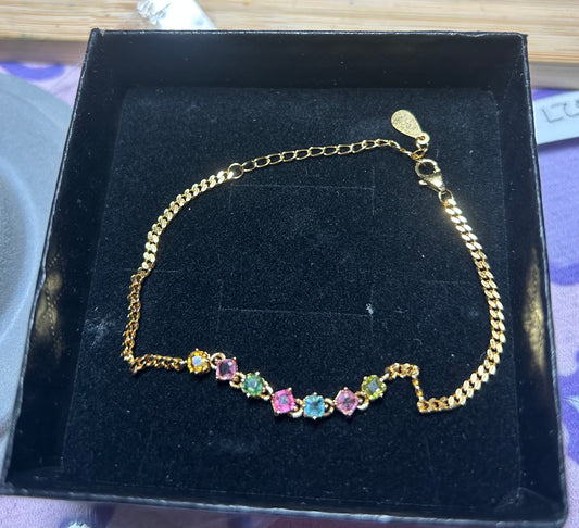 Gold coated S925 Tourmaline bracelet