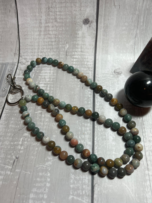 Green Botswana Agate 10mm Lanyard