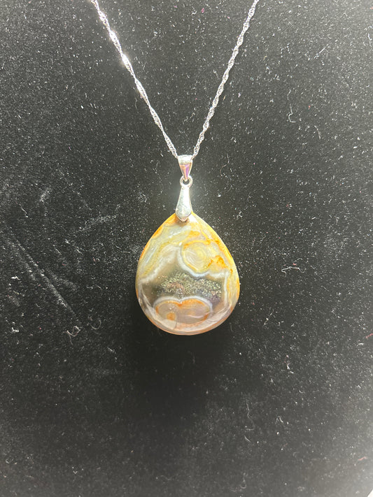 Ocean Jasper Teardrop S925 Necklace
