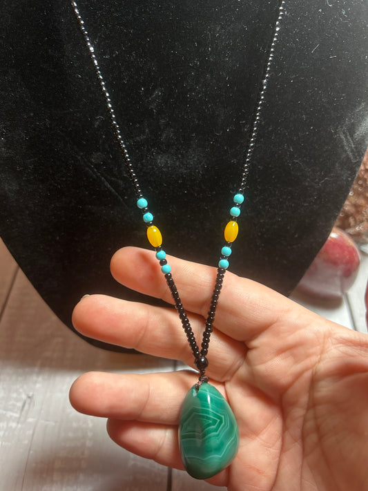 Agate and Obsidian Necklace