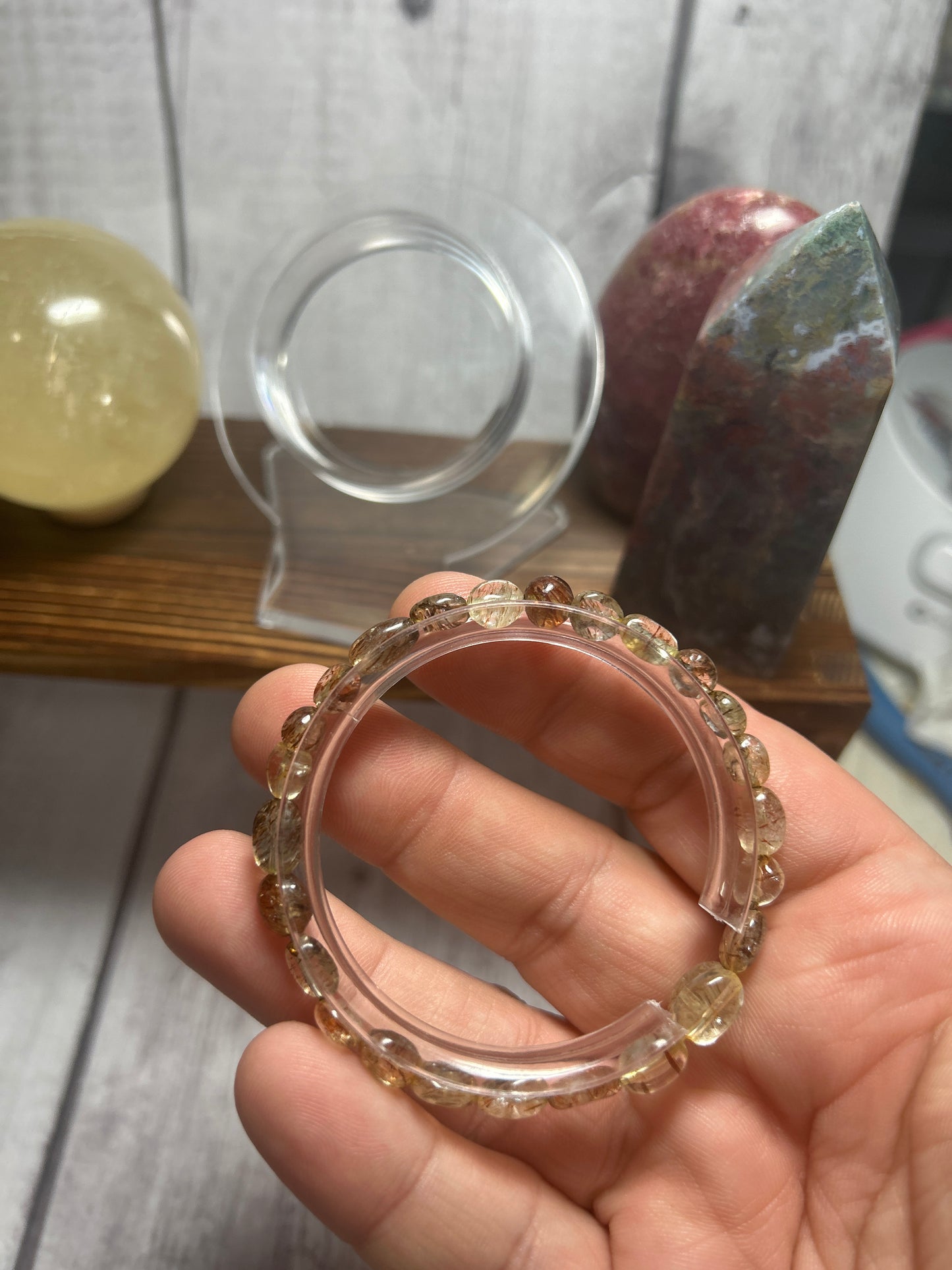 Copper rutile memory wire bracelet