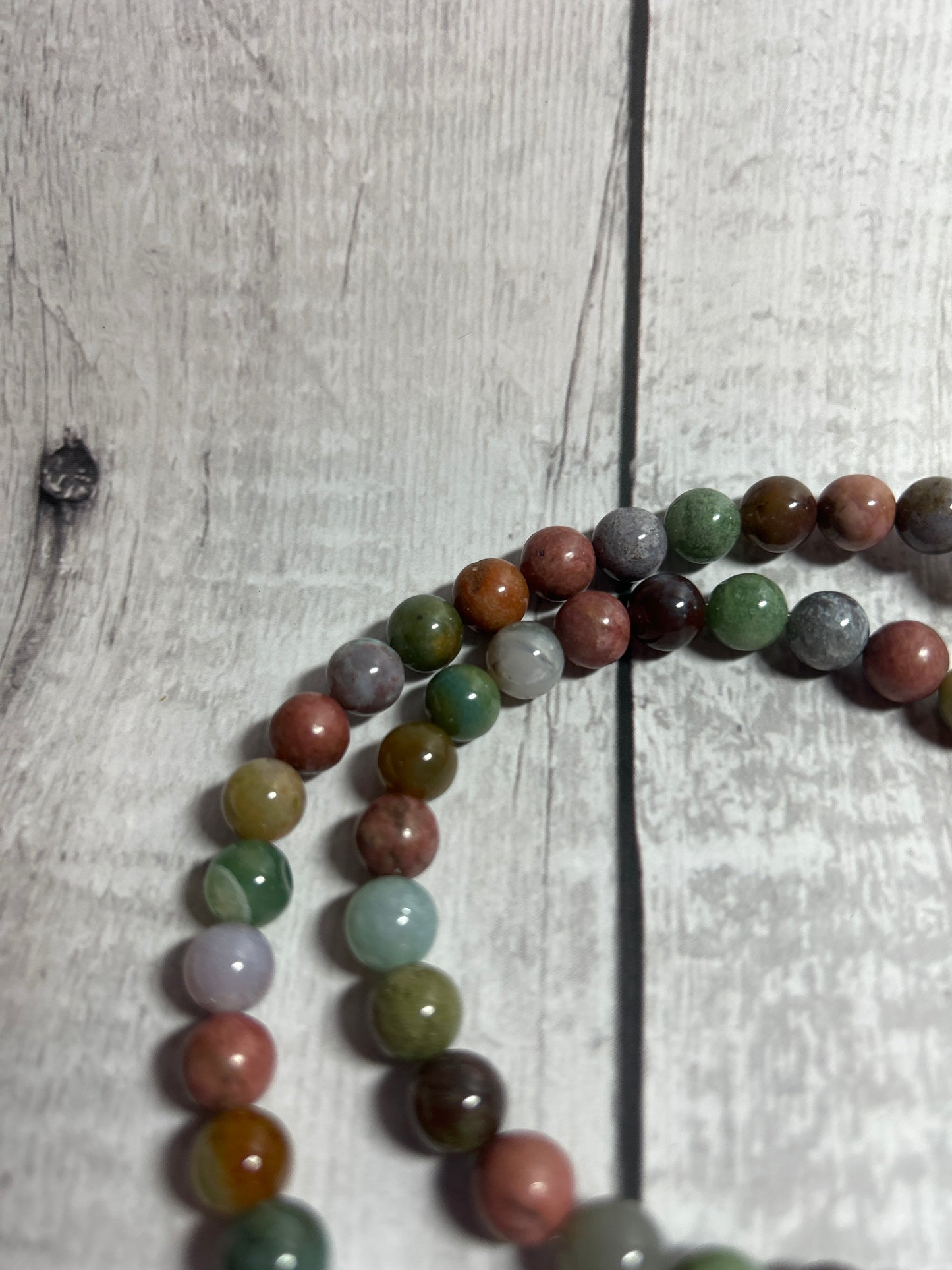 8mm India Agate and Rhodonite Lanyard