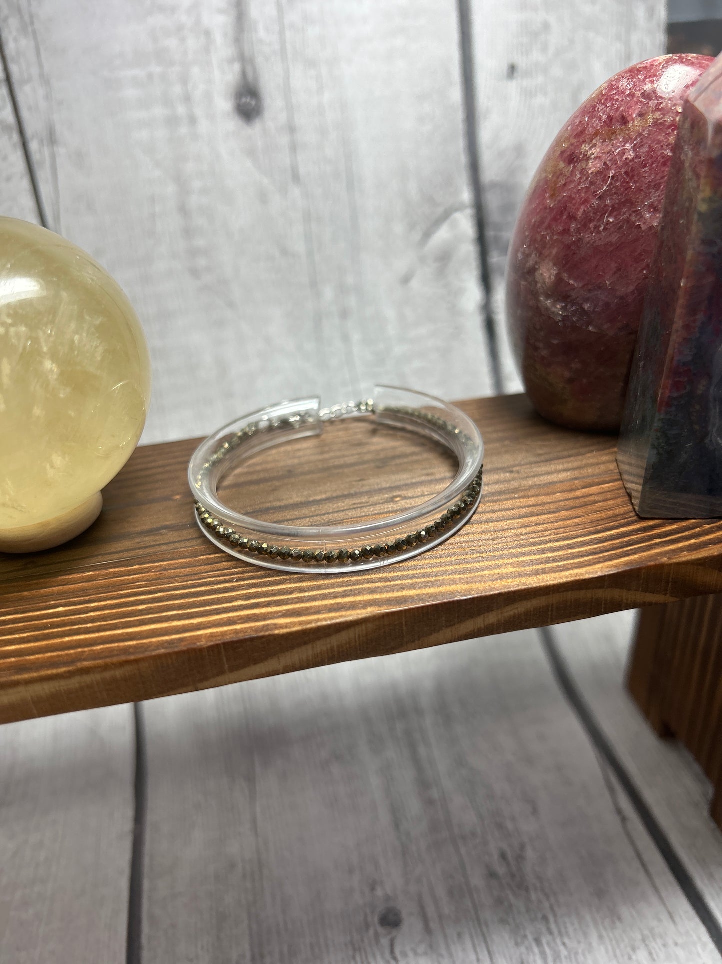 Faceted pyrite clasp bracelet