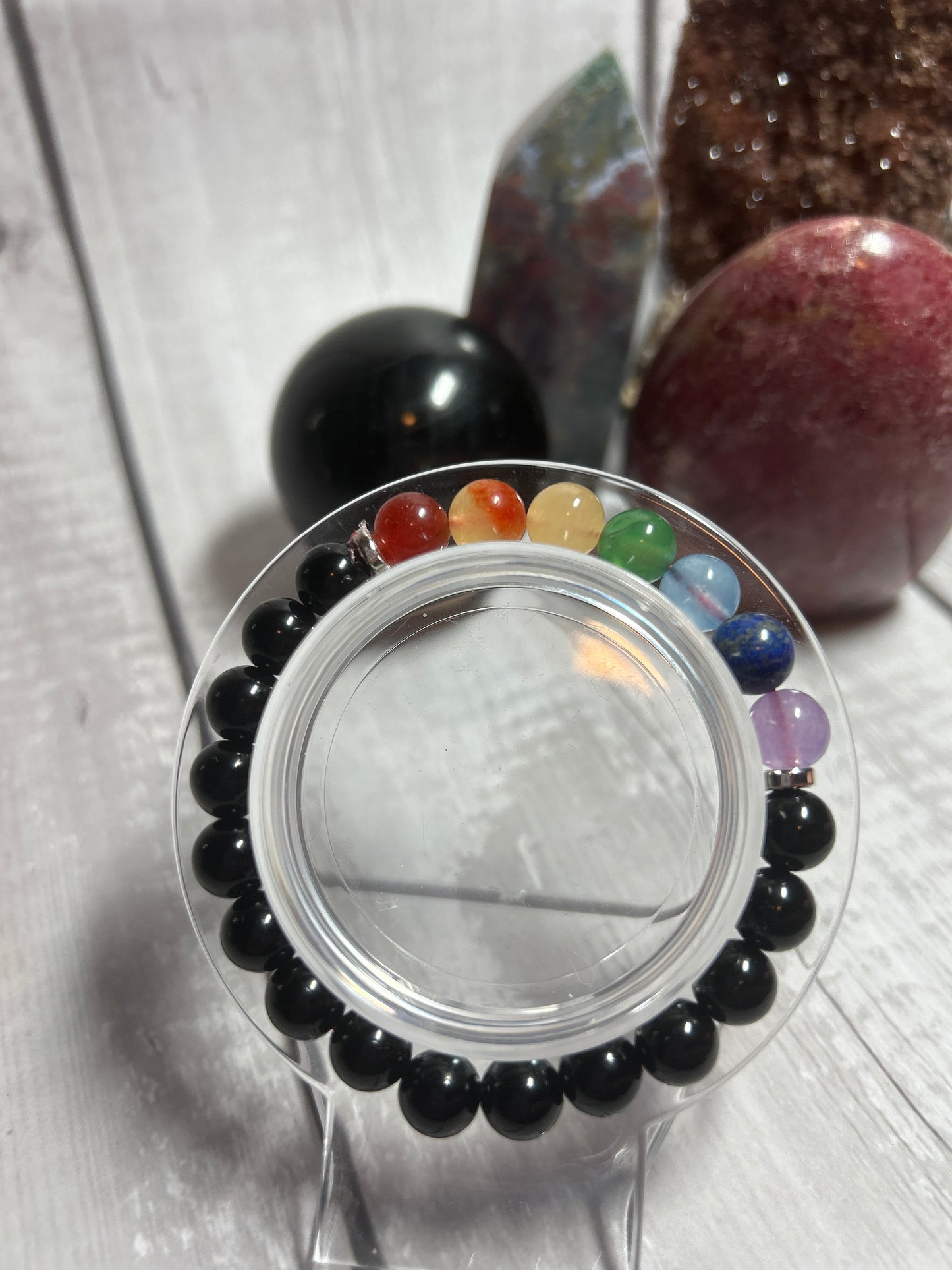 8mm Pride mix+ obsidian bracelet