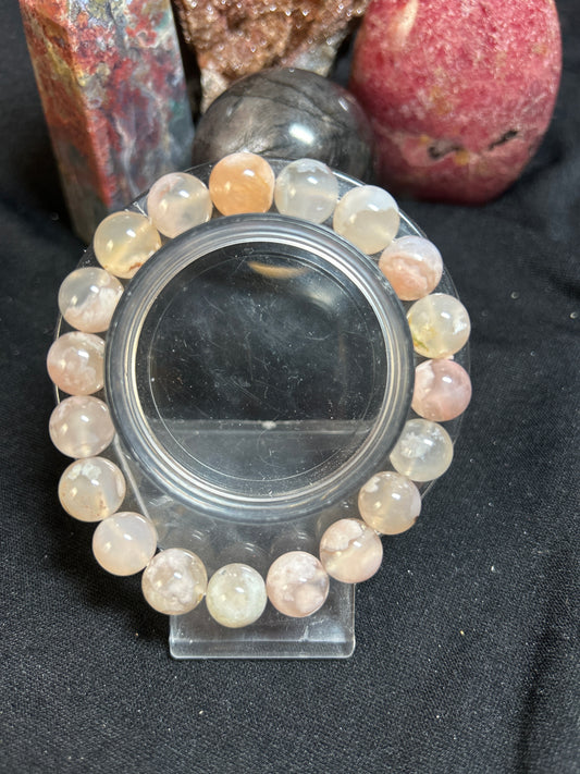 10mm+Flower Agate with GFA Bracelet