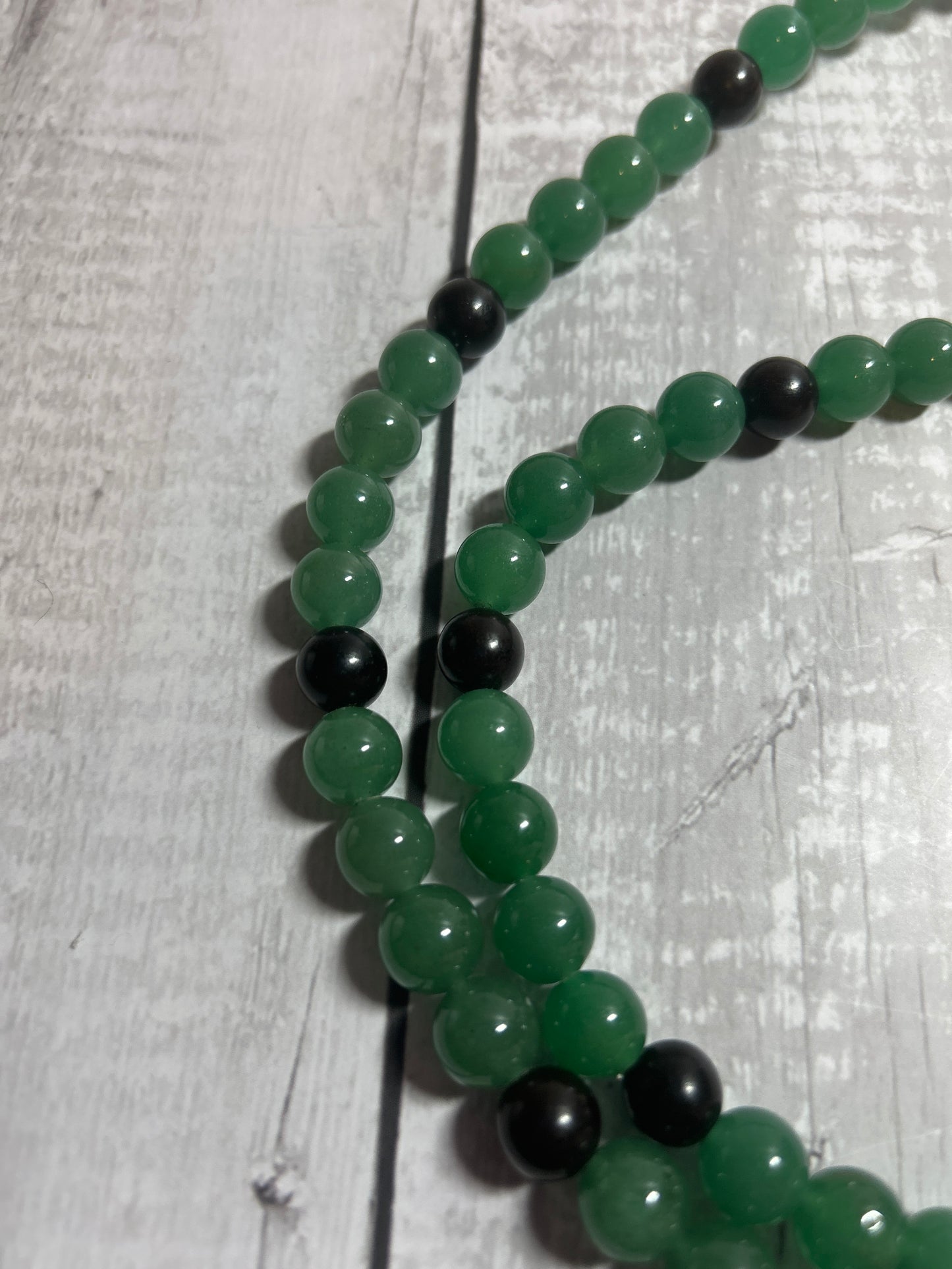 Green Aventurine and Wooden Bead 10mm Lanyard