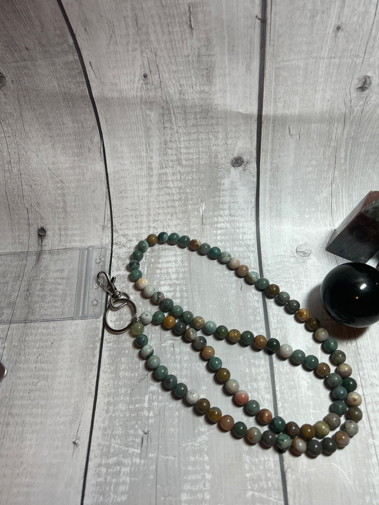 Green Botswana Agate 10mm Lanyard