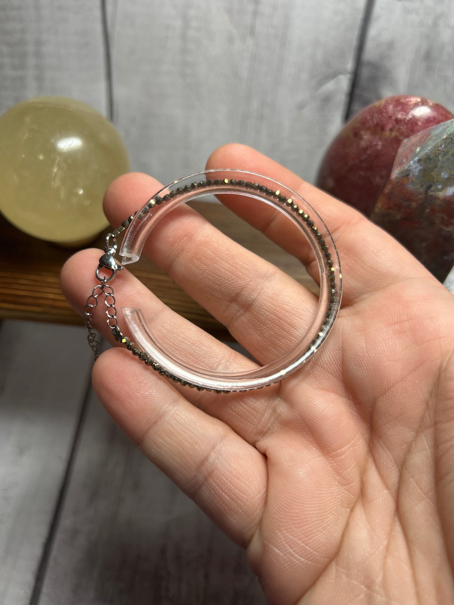 Faceted pyrite clasp bracelet